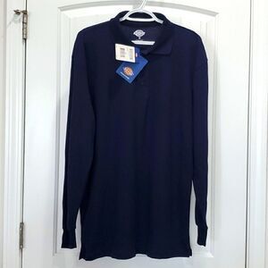 Dickies Mens Long Sleeve,  Navy Blue Polo, NWT,  Size Medium